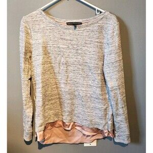 White House Black Market Longsleeve Blouse Shirt Grey Pink Women's Size Small